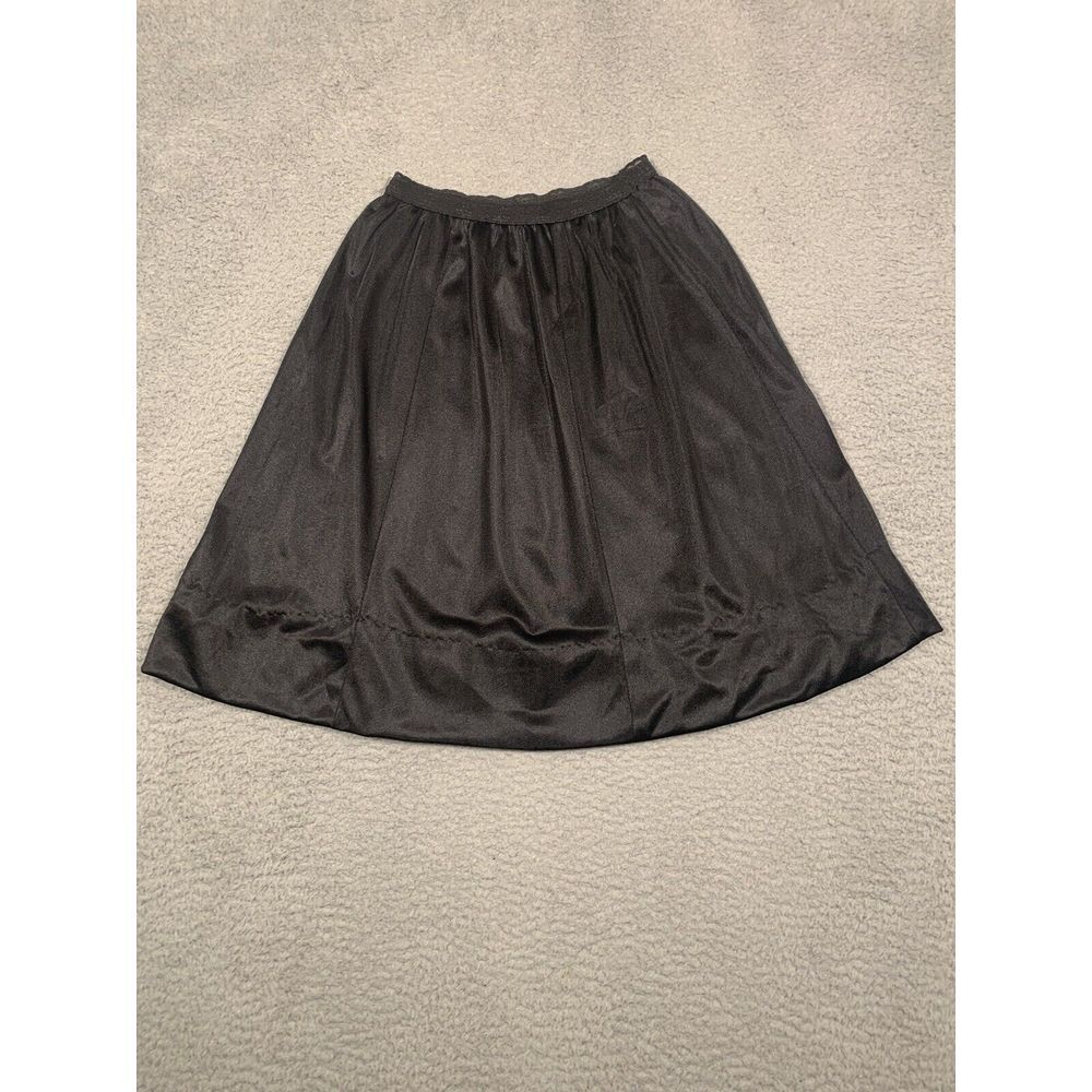 Vintage Black Half Slip Knee Length Nylon USA Lace Trim Small S‎